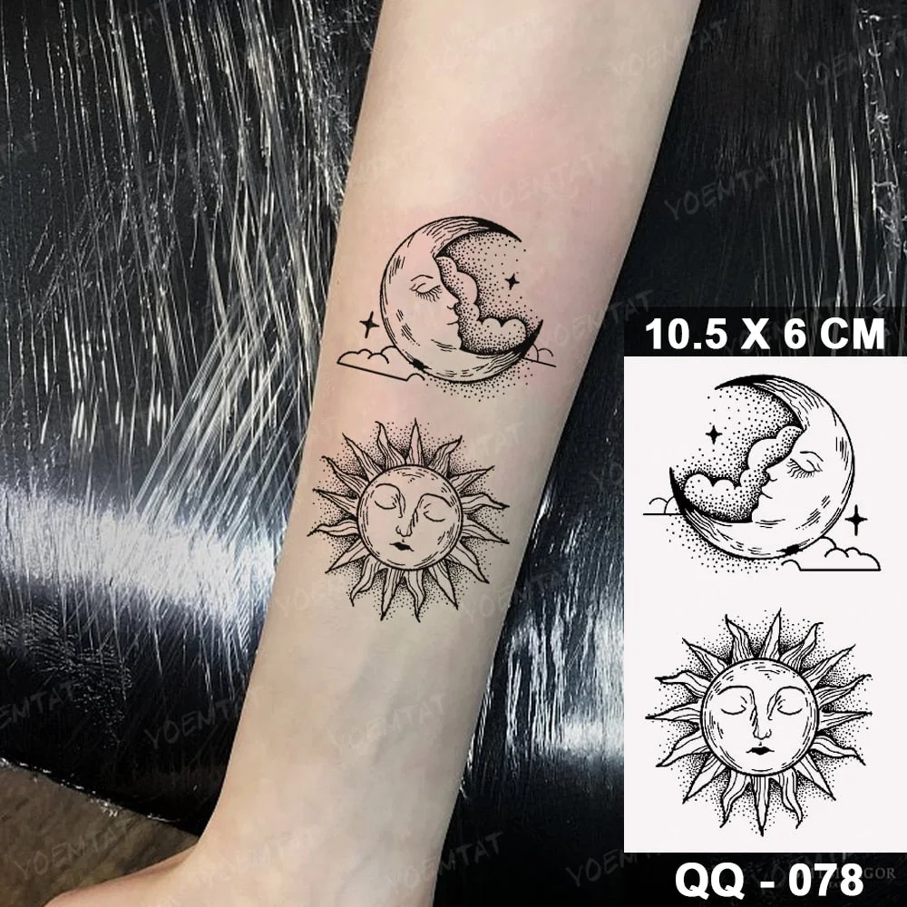 Waterproof Temporary Tattoo Stickers Clock Compass Flower Arrow Henna Flash Tatoo Women Men Indian Hand-painted Small Fake Tatto