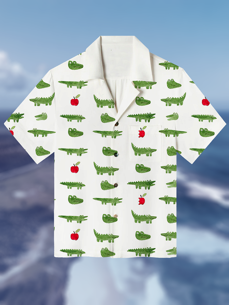 Men's Vacation Crocodile Apple Print Shirt
