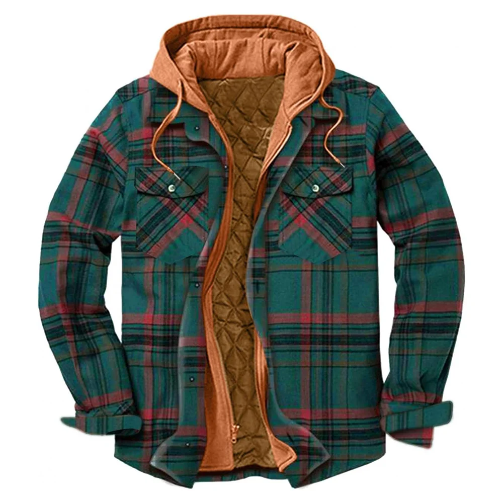 Men's Retro Autumn/Winter Plaid Fleece-Lined Warm Casual Jacket-inspireuse