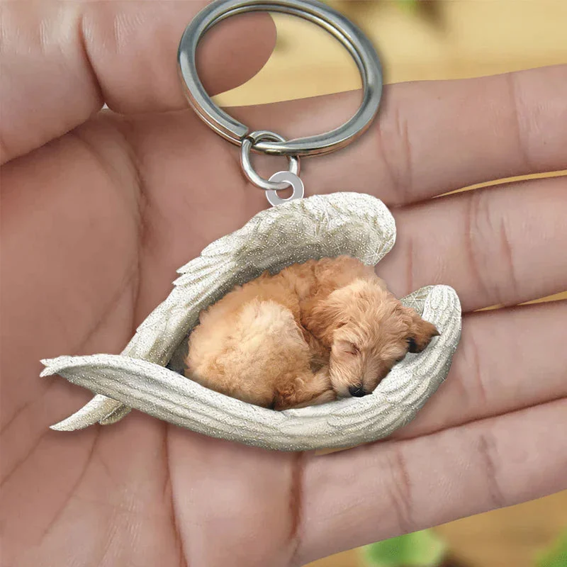 VigorDaily Sleeping Angel Acrylic Keychain Golden Doodle