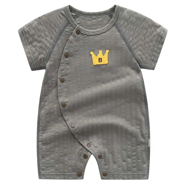 Baby Crown Short Sleeve Boneless Solid Romper