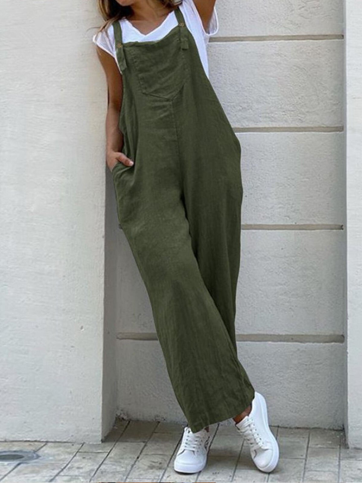 Women's Casual Solid Color Wide Leg Jumpsuit