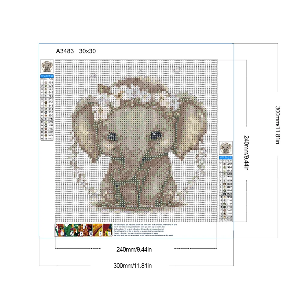 Diamond Painting - Full Round Drill - Cute Elephant(Canvas|30*30cm)