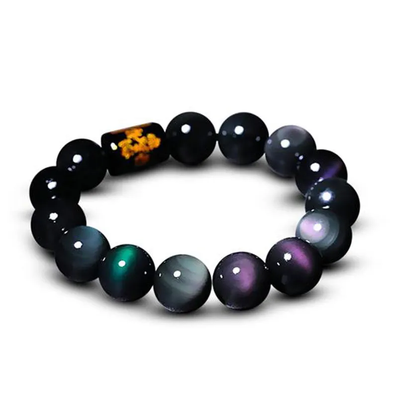 Natural Rainbow Obsidian Positive Transformation Bracelet