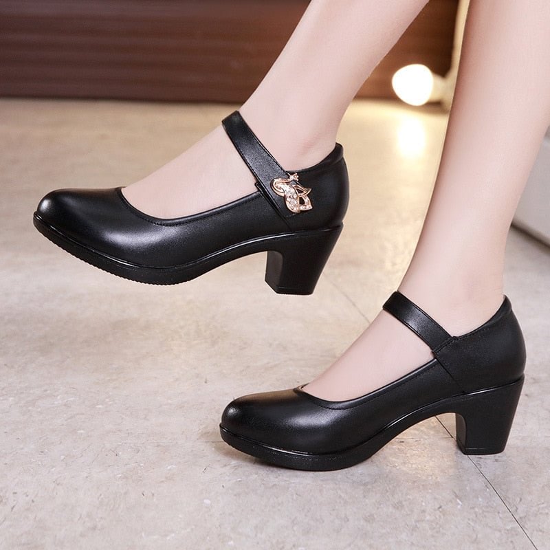 Comemore Black White Elegant Middle Heel Ladies Wedding Bride High Heels Shoes Women Pumps Small Plus Size 33 43 Tacones Mujer 514-1