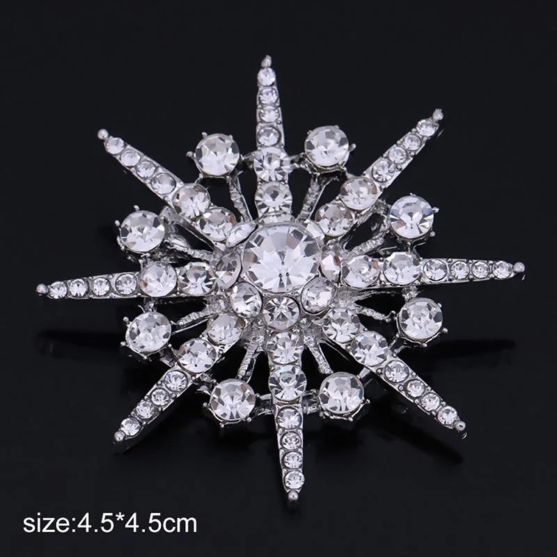 Gleaming Rhinestone Starburst Brooch Pins