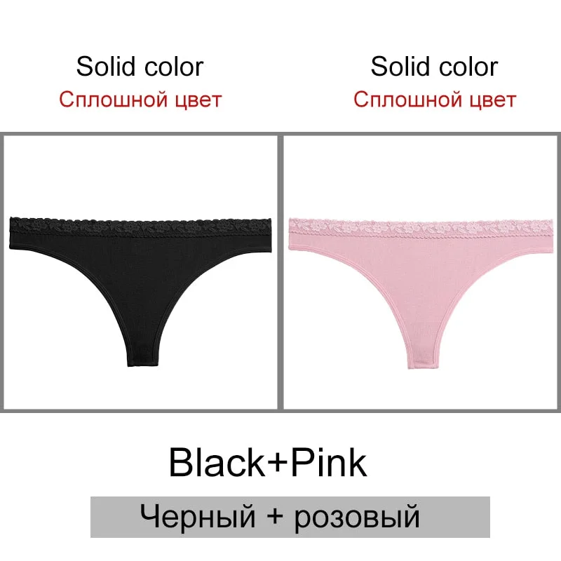 FINETOO Sexy Thongs Women 2Pcs/set Floral Waist G-string Panties Seamless Underwear Ladies Jacquard T-back Underpants S-2XL 2021