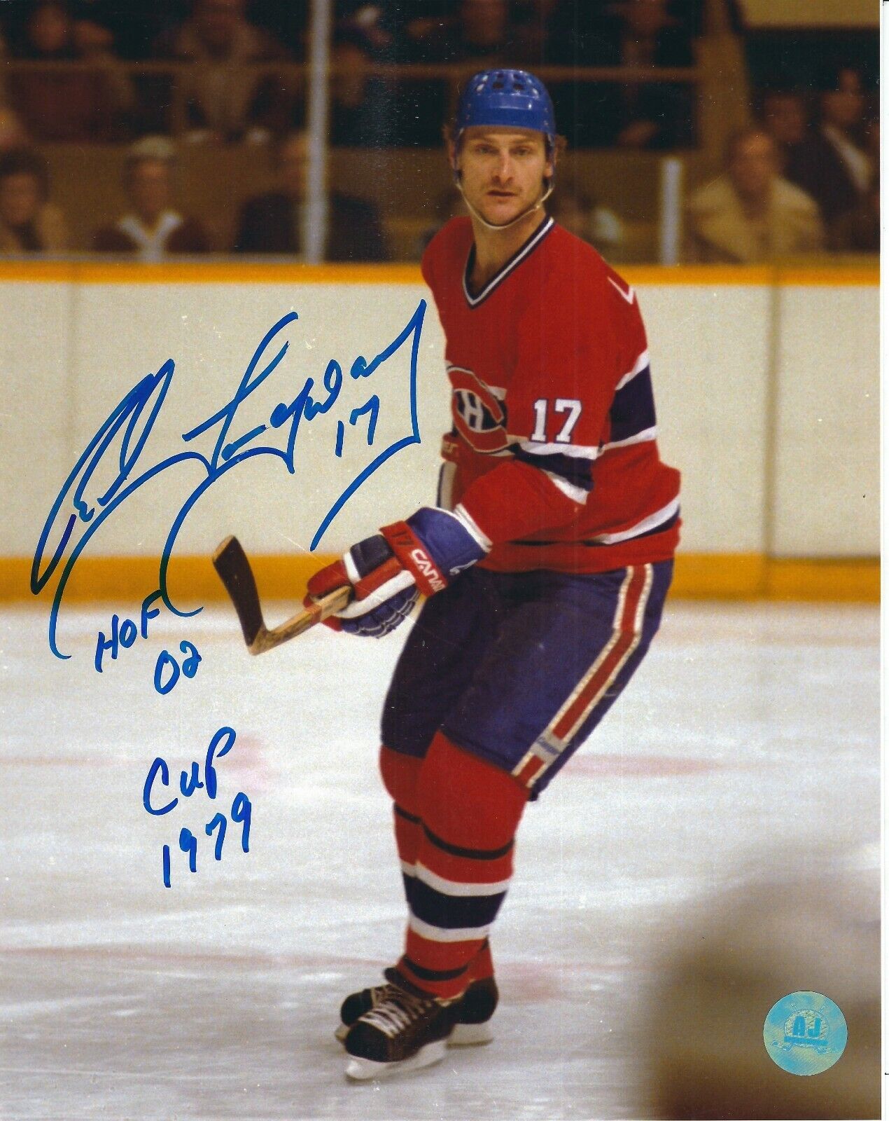 Autographed ROD LANGWAY HOF 02 Montreal Canadiens 8x10 Photo Poster painting- w/COA
