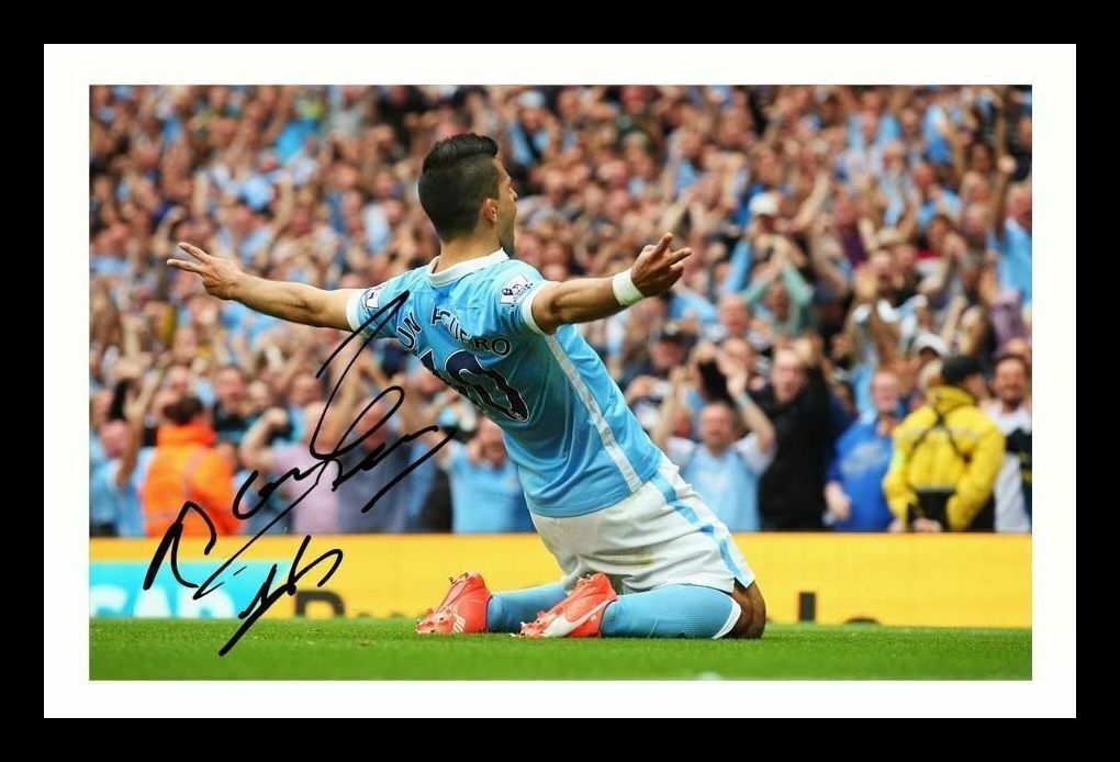 Sergio Aguero - Manchester City Autograph Signed & Framed Photo Poster painting 9