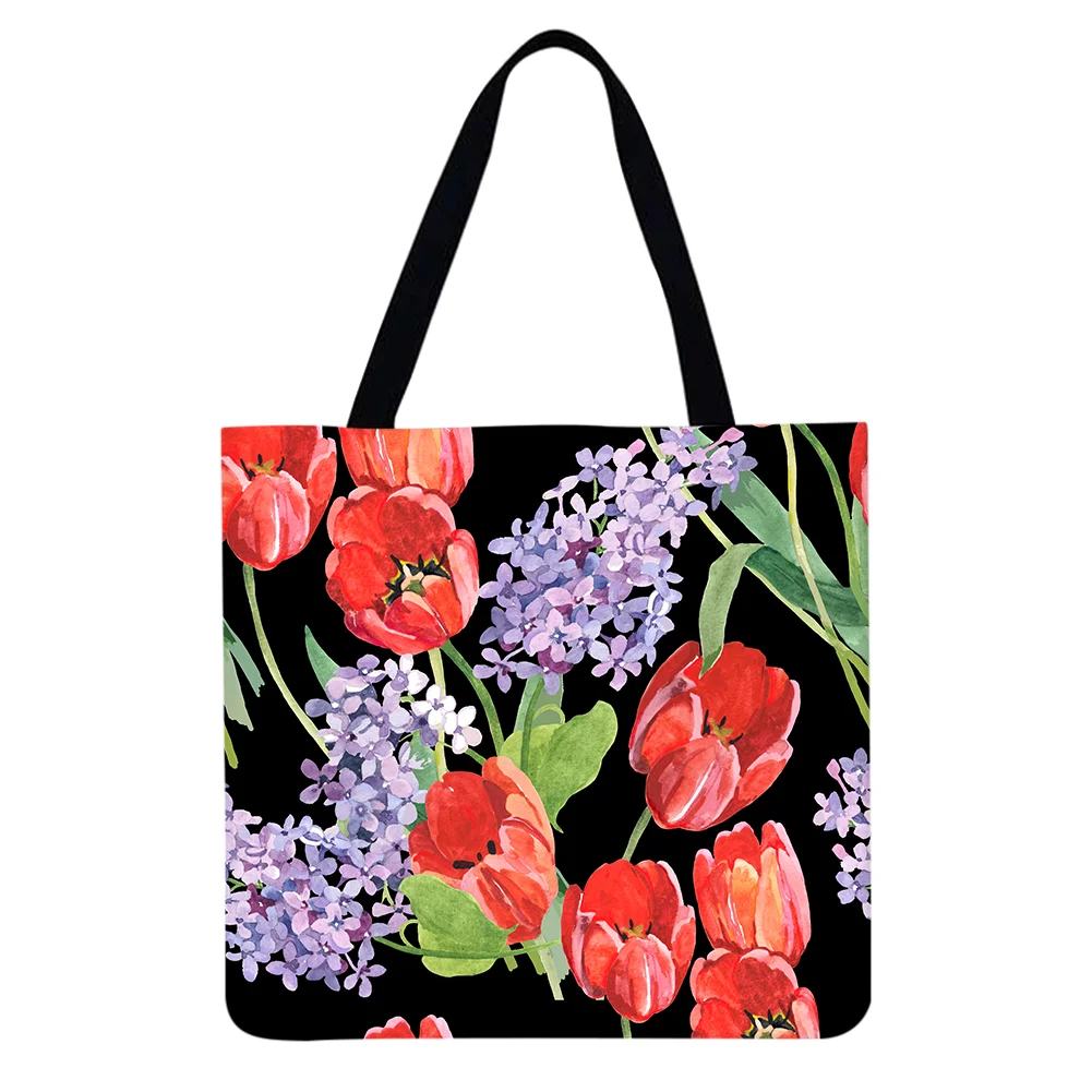 Linen Tote Bag - Flowers and plants