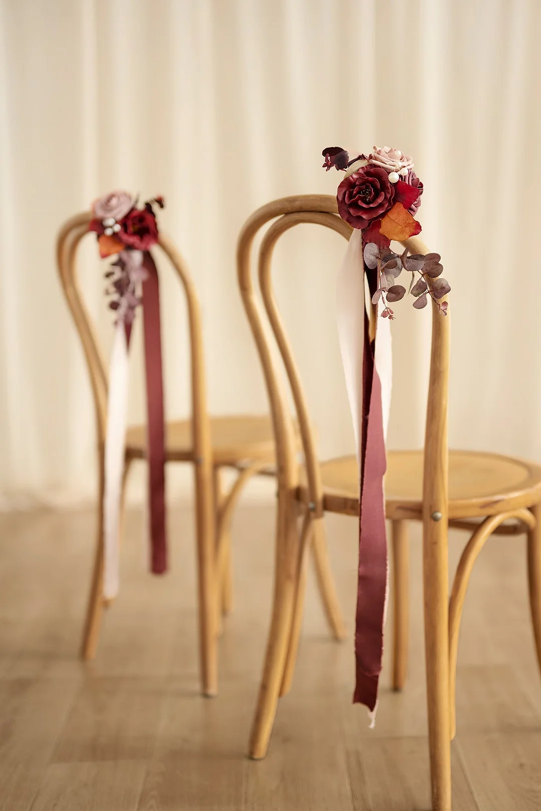 Aisle & Chair Decor in Burgundy & Dusty Rose