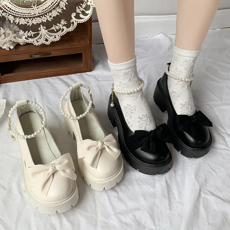 Breakj Breakj Jane Shoes Women 2025 Spring And Autumn New Flat Single Shoes Women's Summer Soft-Soled Grandmother Shoes Bow Small Leather Shoes