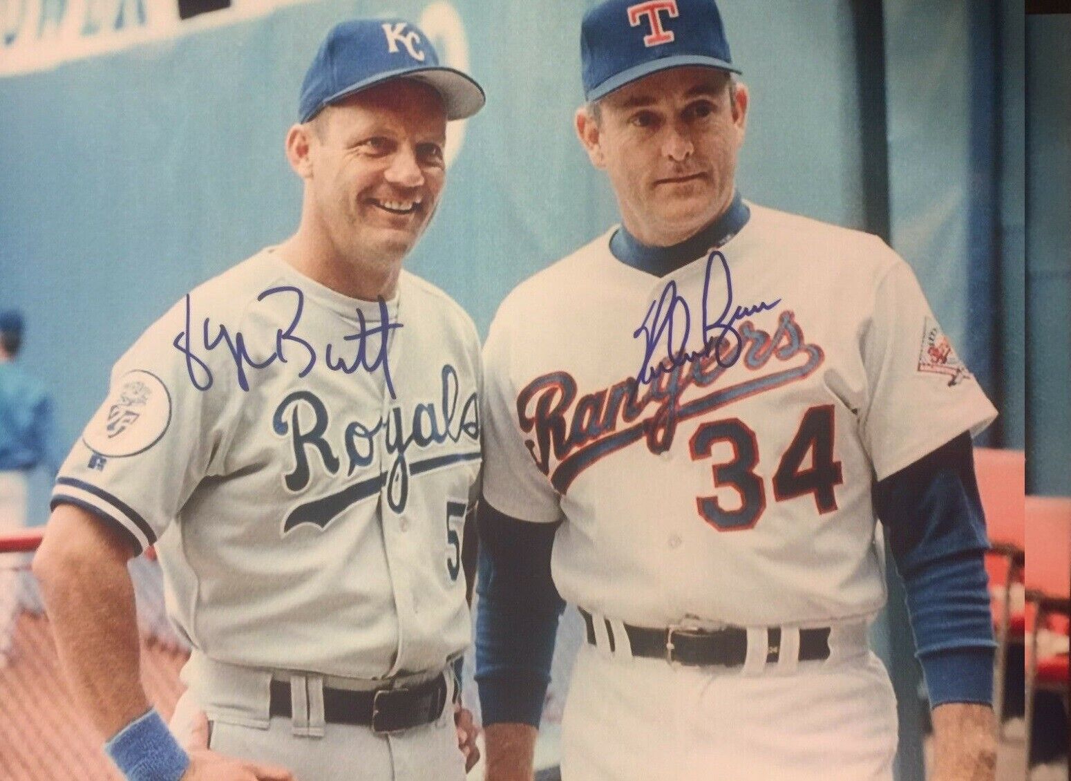 Nolan Ryan / George Brett Autograph Signed 8x10 Photo Poster painting ( HOF Rangers ) REPRINT