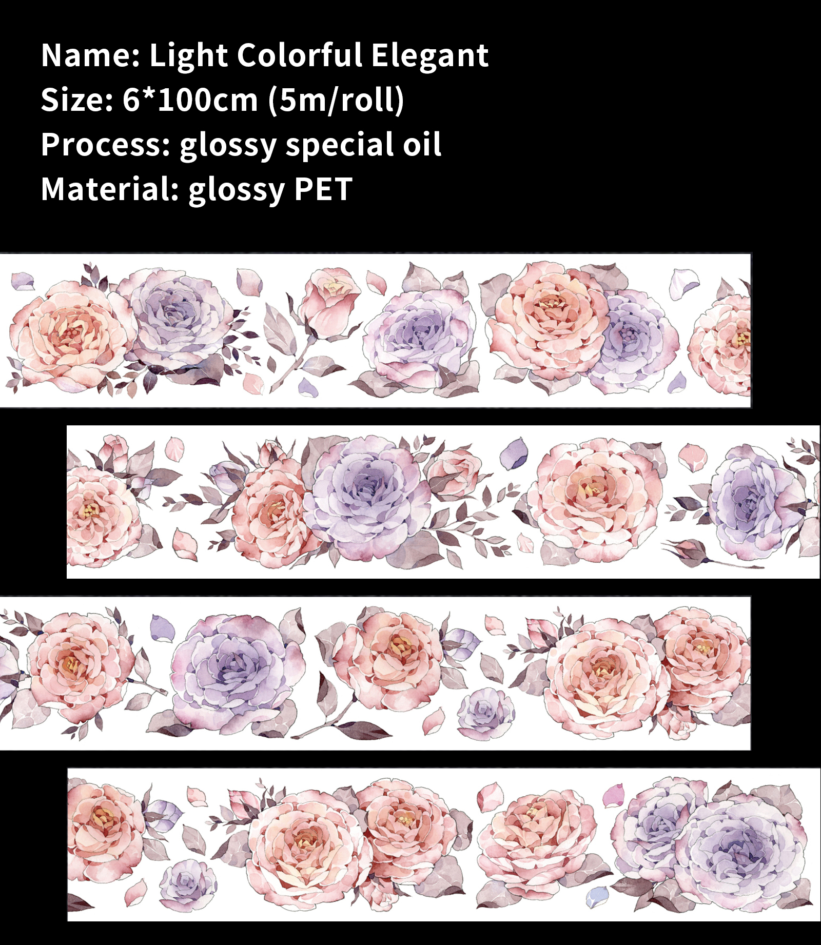 Journalsay 500cm Vintage Flower Border Text Landscaping PET Tape 