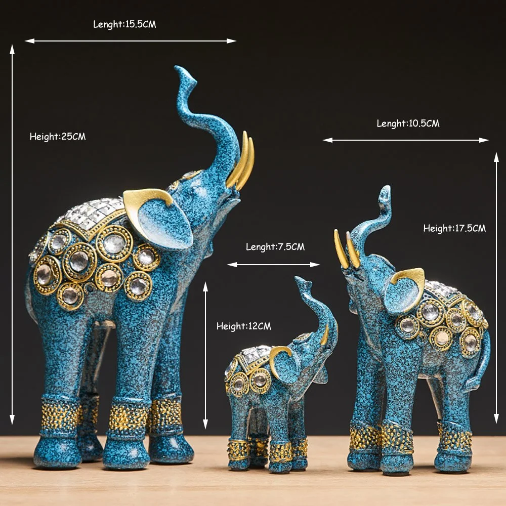 Artificial Resin Elephant Statues Crafts Home Decoration Accessories for Living Room European-style Wedding Decoration Gifts