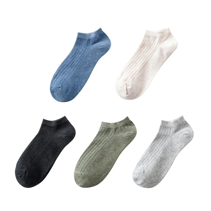 5 Pairs Women Simple Solid Cotton Casual Striped Short Socks for Ladies Breathable Comfortable Soft Trendy Japanese Korea Sox