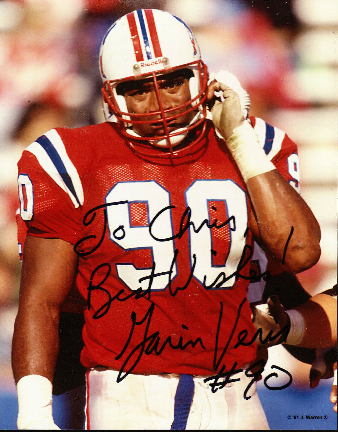 GARIN VERIS AUTOGRAPH SIGNED 8X10 Photo Poster painting NEW ENGLAND PATRIOTS TO CHRIS COA