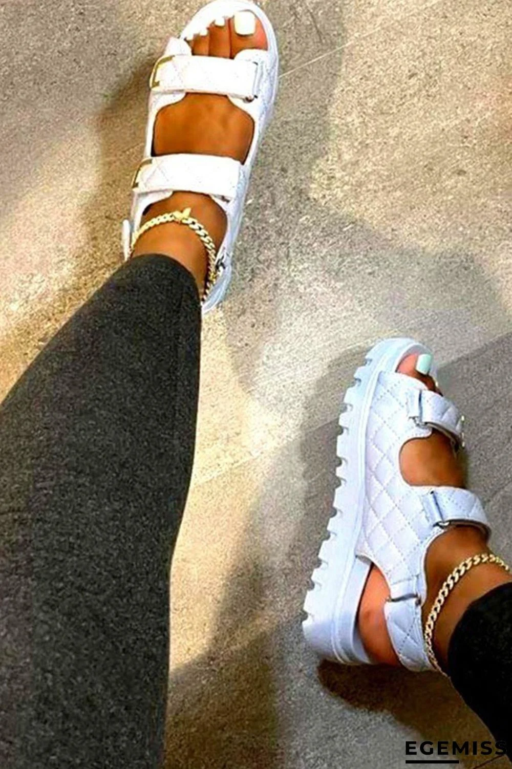 White Sexy Casual Patchwork Metal Accessories Decoration Opend Out Door Sport Shoes | EGEMISS