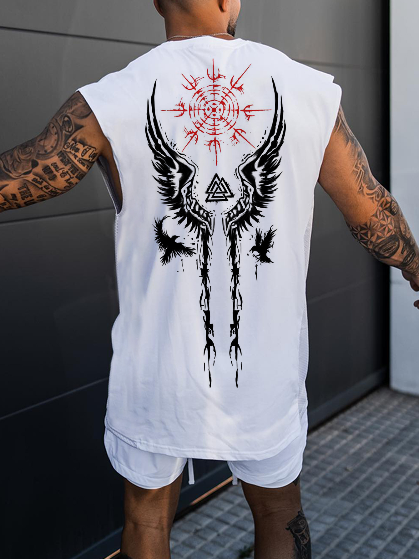 Unisex Totem Print Casual Sleeveless Tee / TECHWEAR CLUB / Techwear