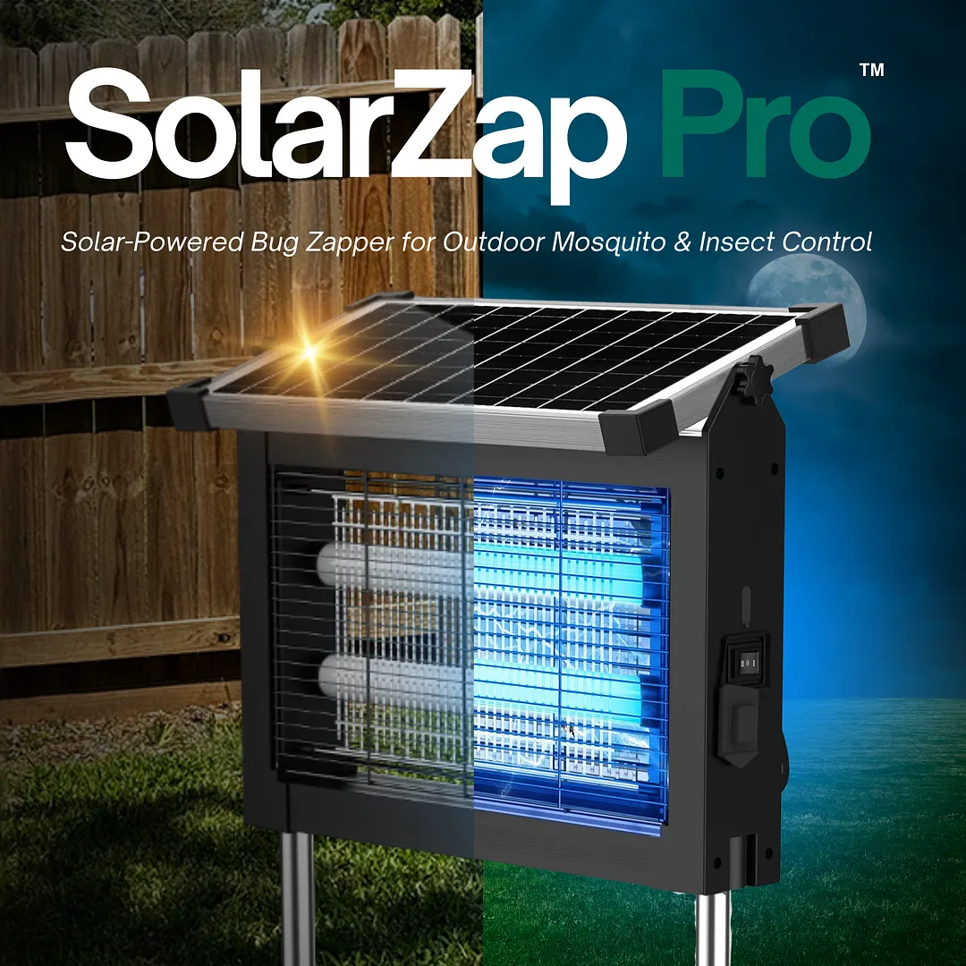 SolarZap Pro &ndash; Solar-Powered Waterproof Bug Zapper for Outdoor Mosquito & Insect Control