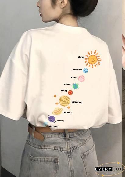 Vintage Short-Sleeved Sun Print Polo Shirt