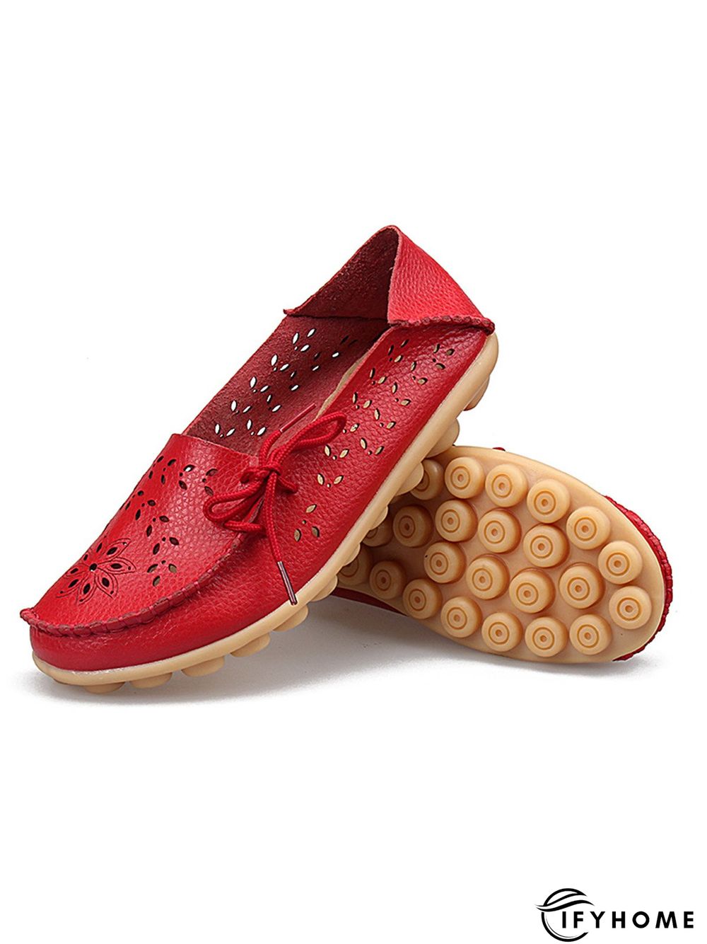 Cowhide Hollow Lace-up Portable Shoes | IFYHOME