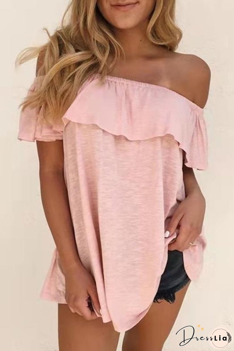 Fashion Casual Solid Patchwork Off the Shoulder T-Shirts
