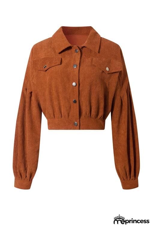 Button Puff Sleeve Short Jackets