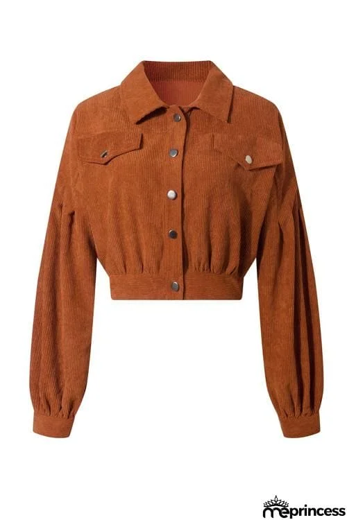 Button Puff Sleeve Short Jackets