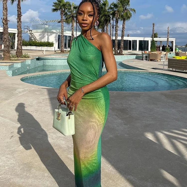 Sleeveless gradient maxi dress 