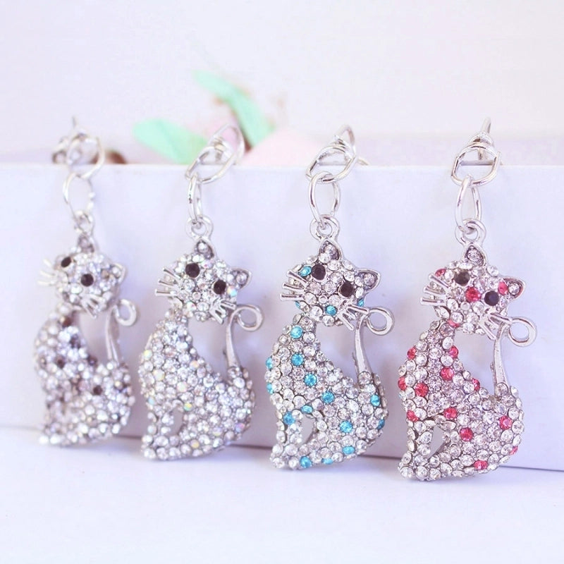 Elegant Minimalist Cat Alloy Inlay Rhinestones Unisex Bag Pendant
