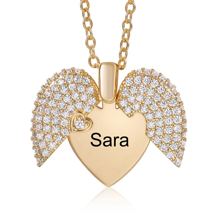 Personalized Locket Heart Necklace with Diamond Engrave Name Hidden Message Necklace Creative Gifts For Women