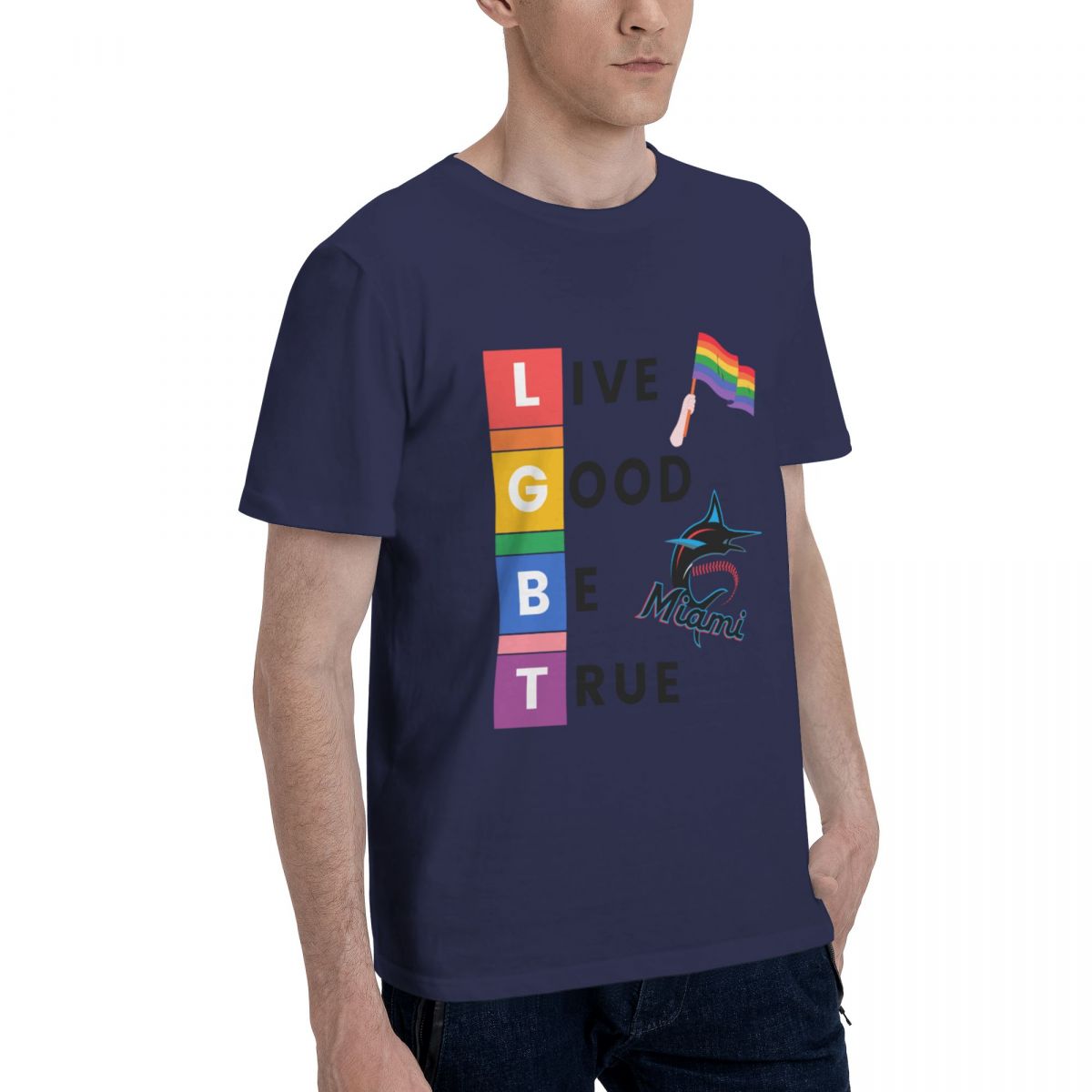 Miami Marlins LGBT Pride Men's Cotton Shirt