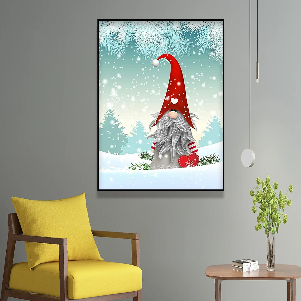 Full Round Diamond Painting 30*40cm - Gnome Christmas