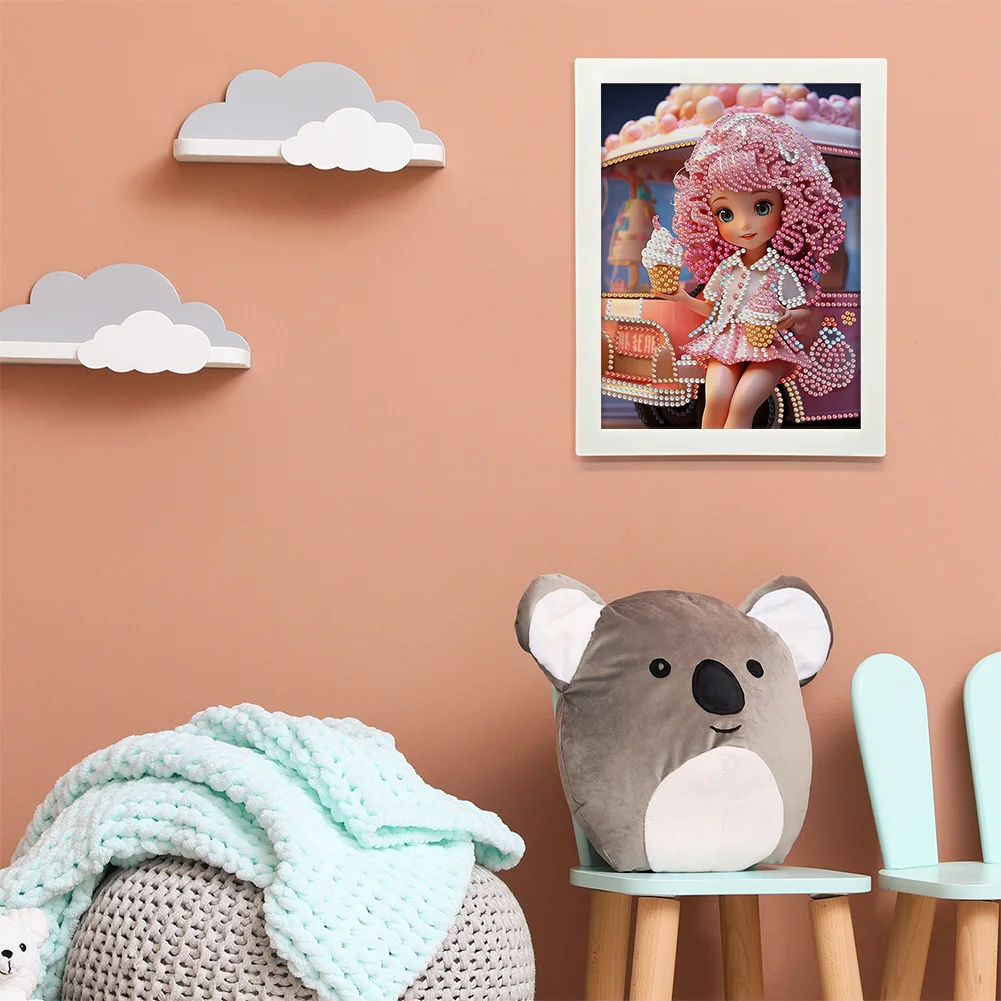 Diamond Painting - Partial Crystal Rhinestone Drill - Cartoon Girl(Canvas|15*20cm)【with Plastic Frame】