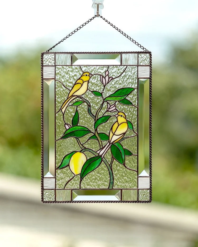 🎉New Years Sale - 75% Off - Cardinal Stained Window Panel🦜🦜