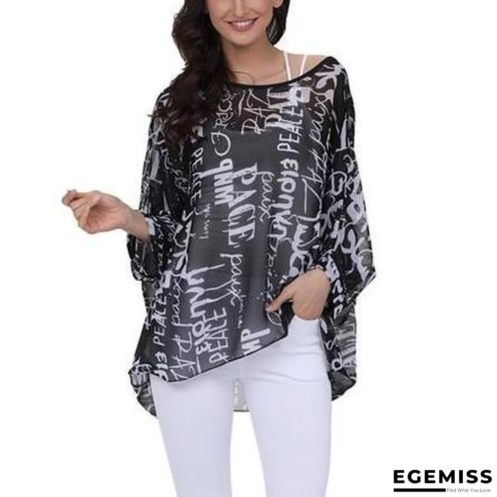 6XL Plus Size Women Batwing Sleeve Casual Chiffon Tops Blouses | EGEMISS