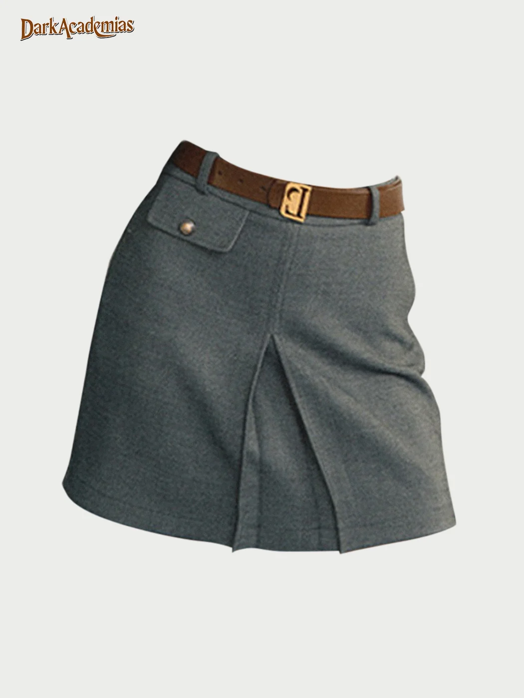 College Slit Skirt + Brown College Belt / DarkAcademias /Darkacademias