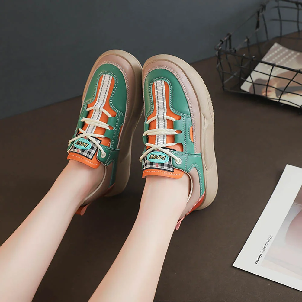 Smiledeer Spring retro platform colorblock casual shoes