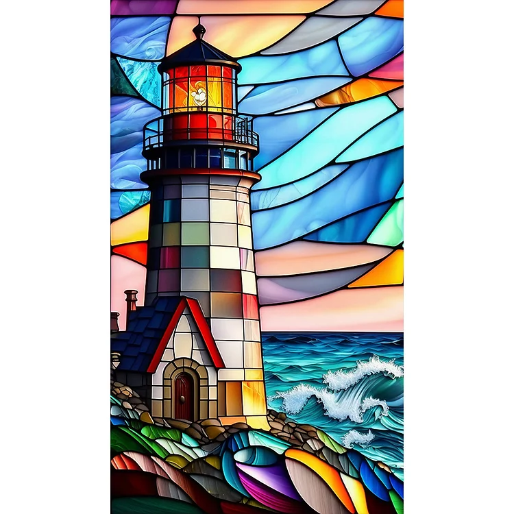 Lighthouse Glass Painting 40*70CM(Canvas) Full Round Drill Diamond Painting gbfke