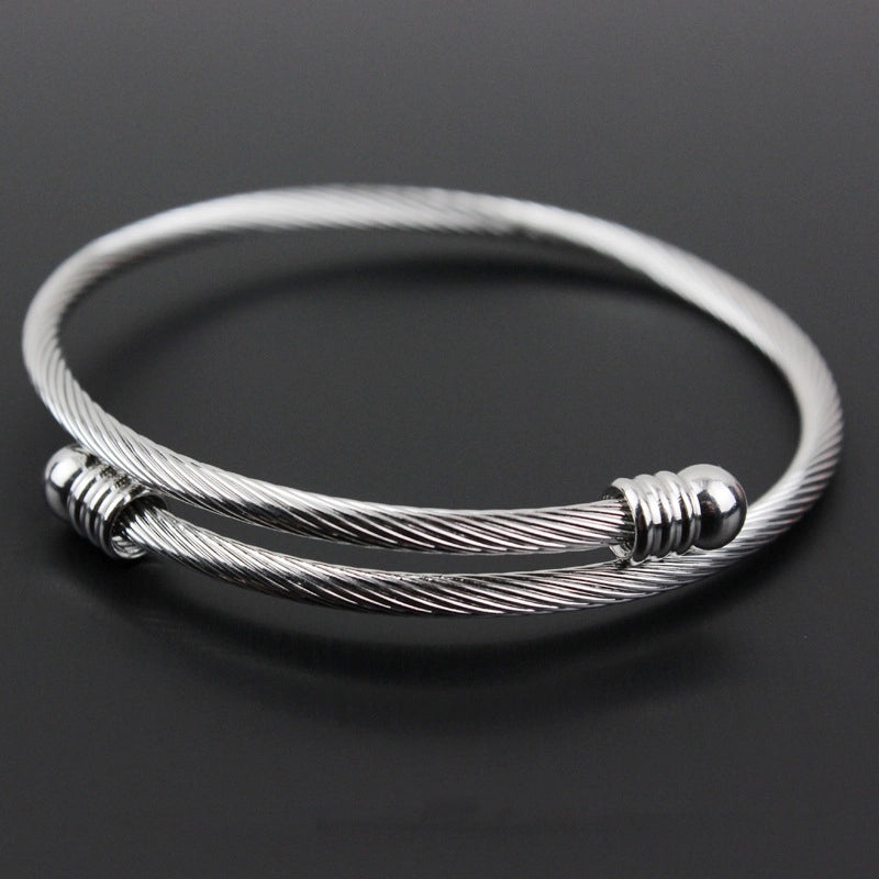 Casual Minimalist Solid Color 304 Stainless Steel Bangle In Bulk