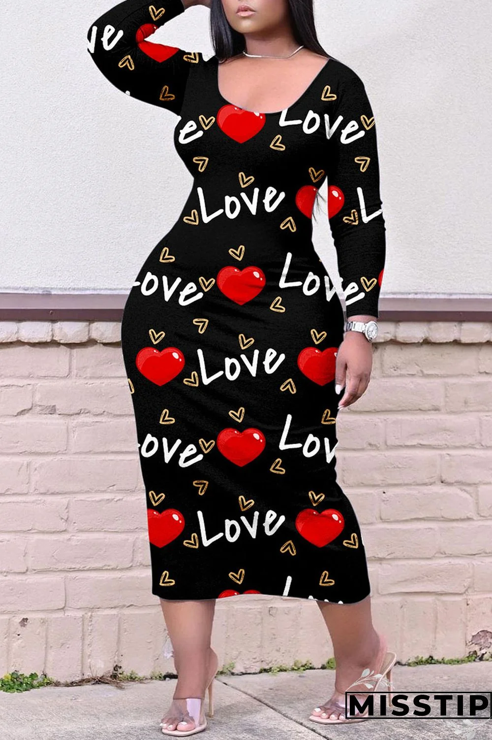 Colour Casual Print Patchwork O Neck Straight Plus Size Dresses