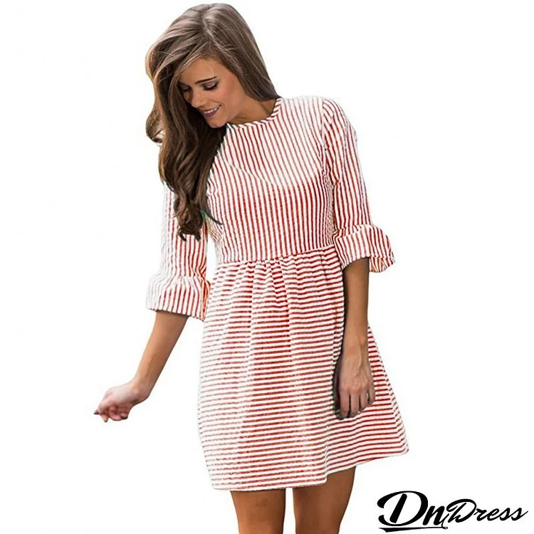 Women Casual Stripe Printed Dress