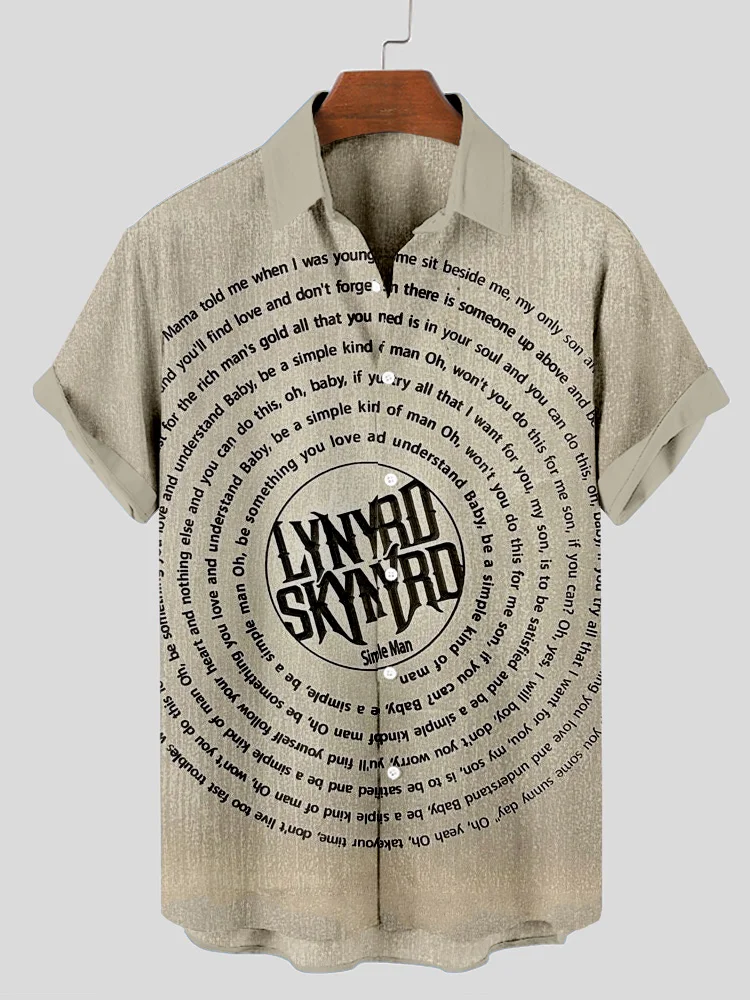 Men's Simple Man Lyrics Inspired Linen Blend Shirt