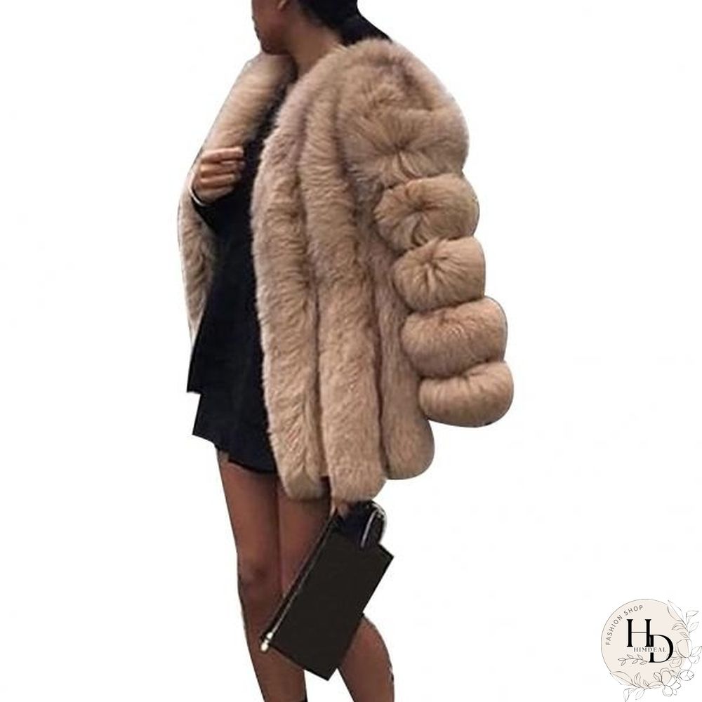 Fashion Winter Solid Color Thicken Faux Fur Coat Women Loose Warm Long Sleeve Jacket(SIZE:S-XXXXXL)
