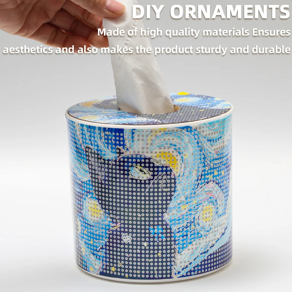 Black Cat DIY Diamond Painting Handmade Tissue Holder Rhinestones Tissue Box