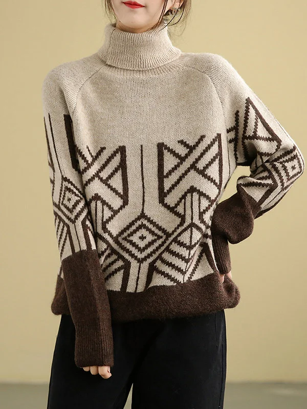 Original Print HighNeck Knitting Sweater