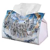 Diamond Painting PU Snow Wolf Tissue Box Tissue Holder