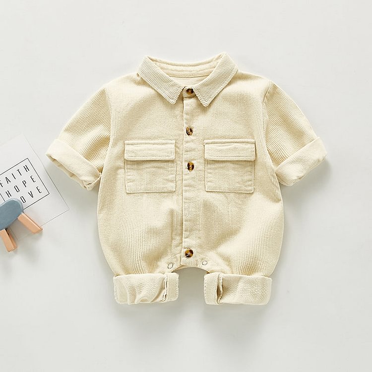 Baby Boys Corduroy Double Pocket Romper