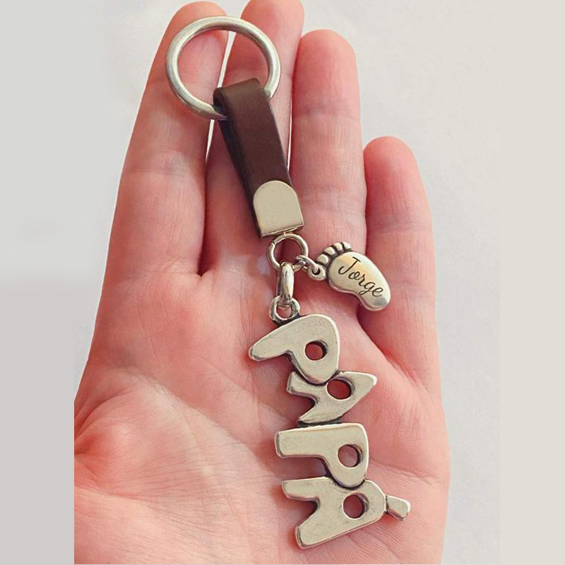 Loveyoufancy Loveyoufancy Stainless Steel Keychain - Personalized DIY Leather Gift for Dad and Mom